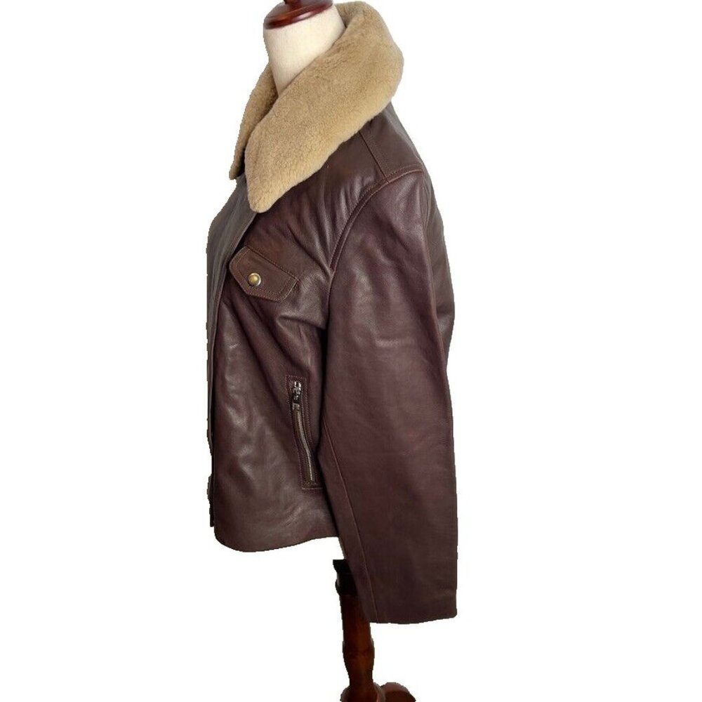 Madewell $625 Sherpa-Collar Asymmetric Zip-Front Jacket in Leather Size S NS382 - Picture 6 of 14